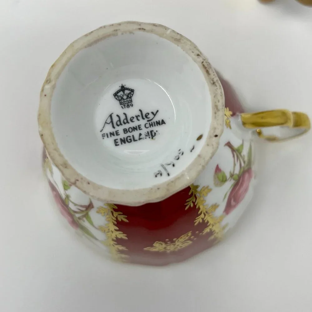 Vintage Adderley Bone China Teacup and Saucer Set